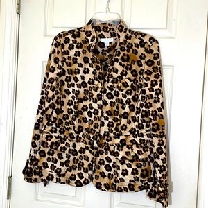 Charter Club Animal Print Cotton Jacket/ Blazer Size 10 Petite